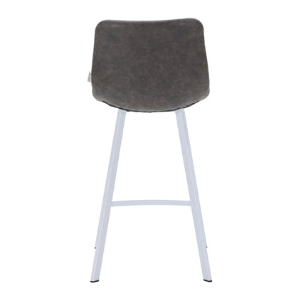 Elland 35” Counter Stool in Leather Padded Seat in White Stainless Steel - Elax Furniture