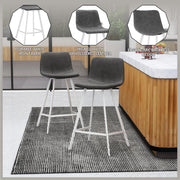 Elland 35” Counter Stool in Leather Padded Seat in White Stainless Steel - Elax Furniture