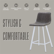 Elland 35” Counter Stool in Leather Padded Seat in White Stainless Steel - Elax Furniture
