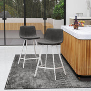 Elland 35” Counter Stool in Leather Padded Seat in White Stainless Steel - Elax Furniture