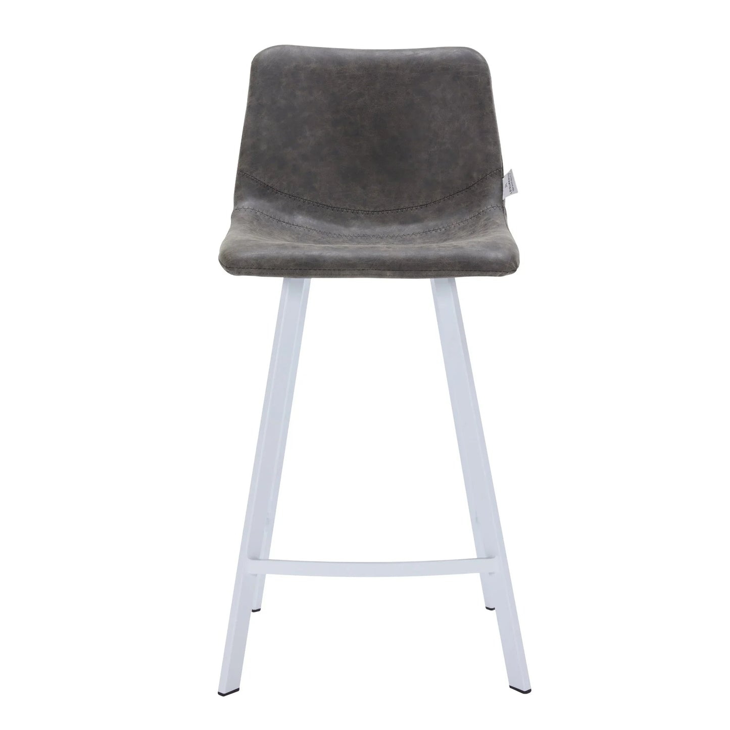 Elland 35” Counter Stool in Leather Padded Seat in White Stainless Steel - Elax Furniture