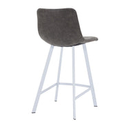 Elland 35” Counter Stool in Leather Padded Seat in White Stainless Steel - Elax Furniture