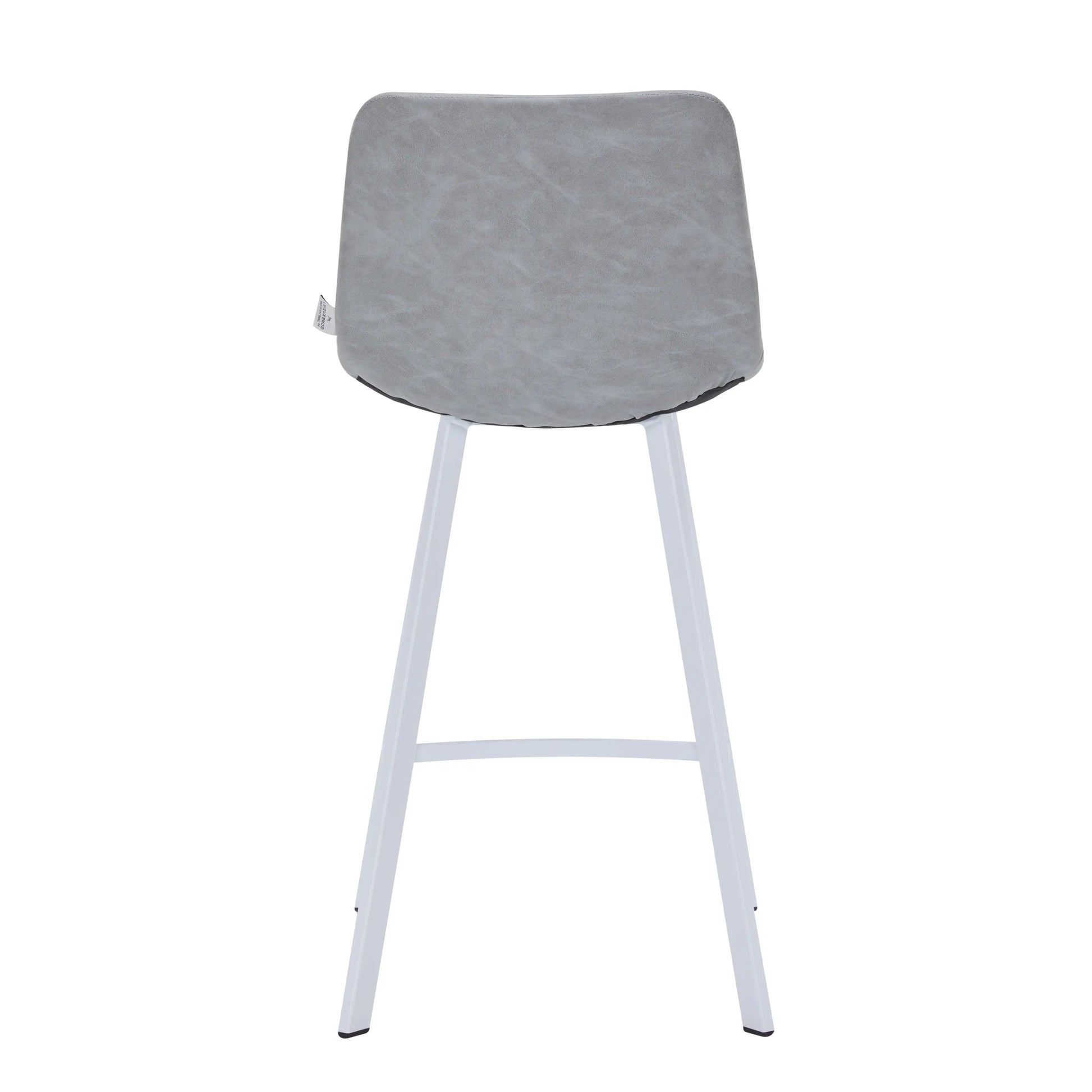 Elland Counter Stool in Leather Padded Seat in White Stainless Steel Set of 2 - Elax Furniture