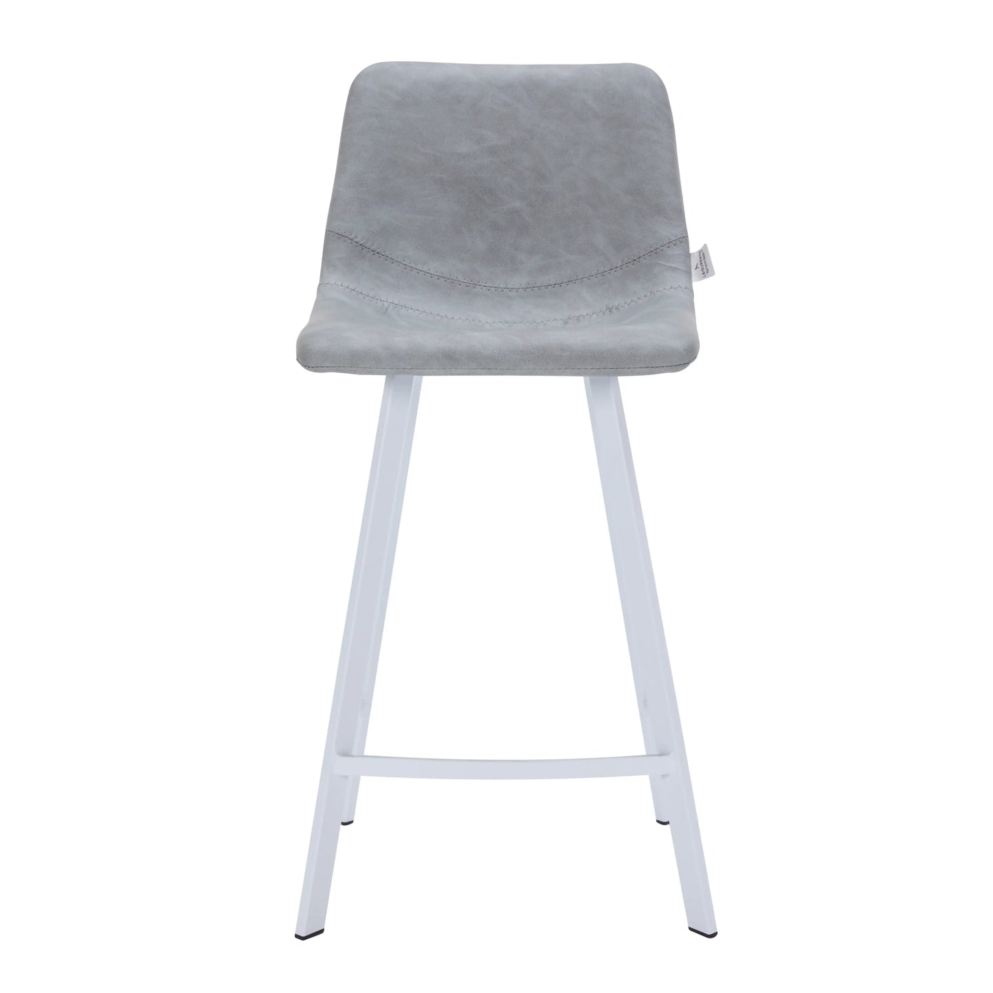 Elland Counter Stool in Leather Padded Seat in White Stainless Steel Set of 2 - Elax Furniture