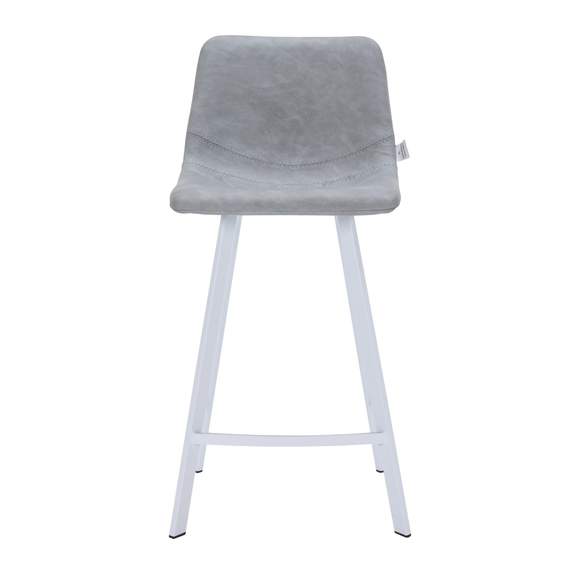 Elland Counter Stool in Leather Padded Seat in White Stainless Steel Set of 2 - Elax Furniture