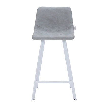 Elland Counter Stool in Leather Padded Seat in White Stainless Steel Set of 2 - Elax Furniture