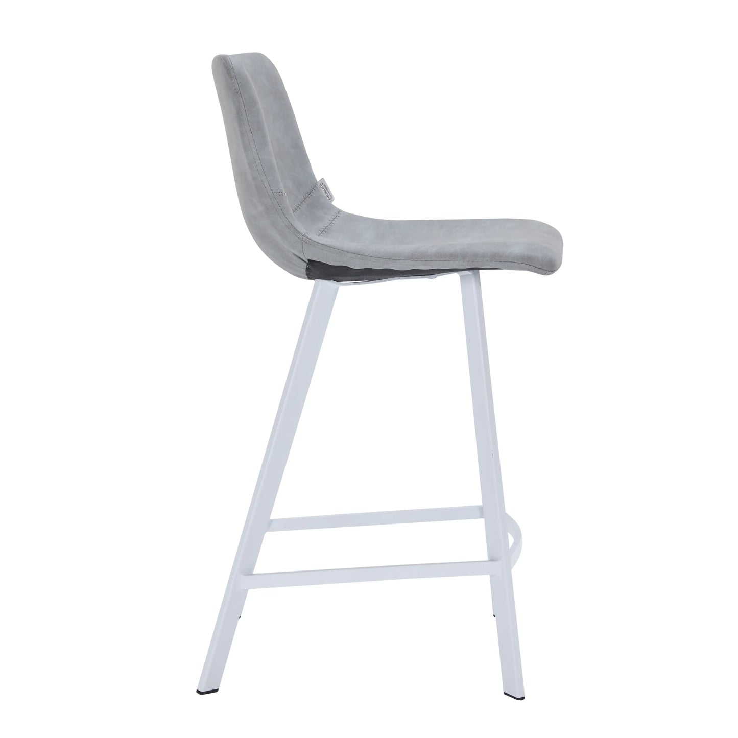 Elland Counter Stool in Leather Padded Seat in White Stainless Steel Set of 2 - Elax Furniture