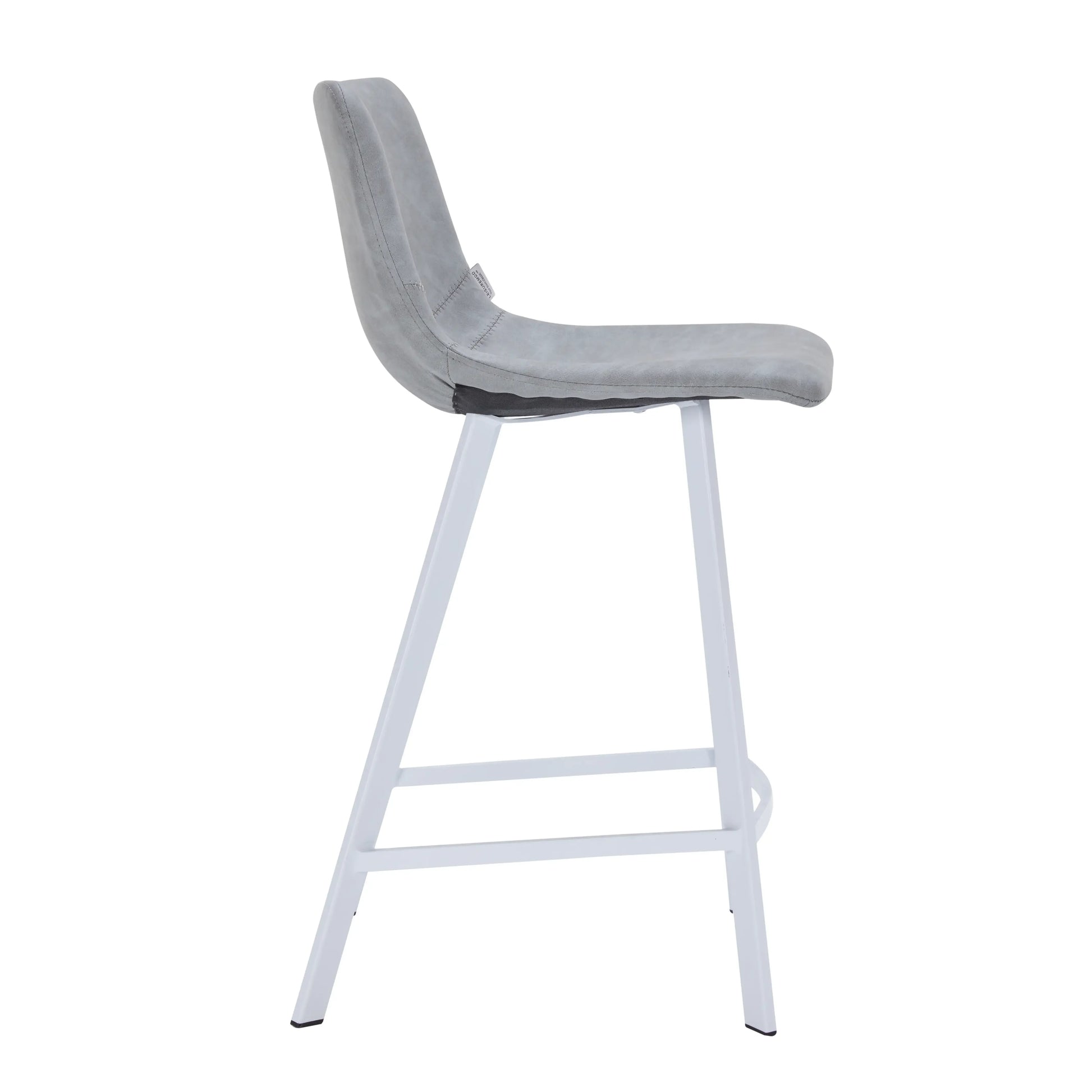 Elland Counter Stool in Leather Padded Seat in White Stainless Steel Set of 2 - Elax Furniture