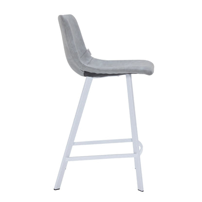 Elland Counter Stool in Leather Padded Seat in White Stainless Steel Set of 2 - Elax Furniture