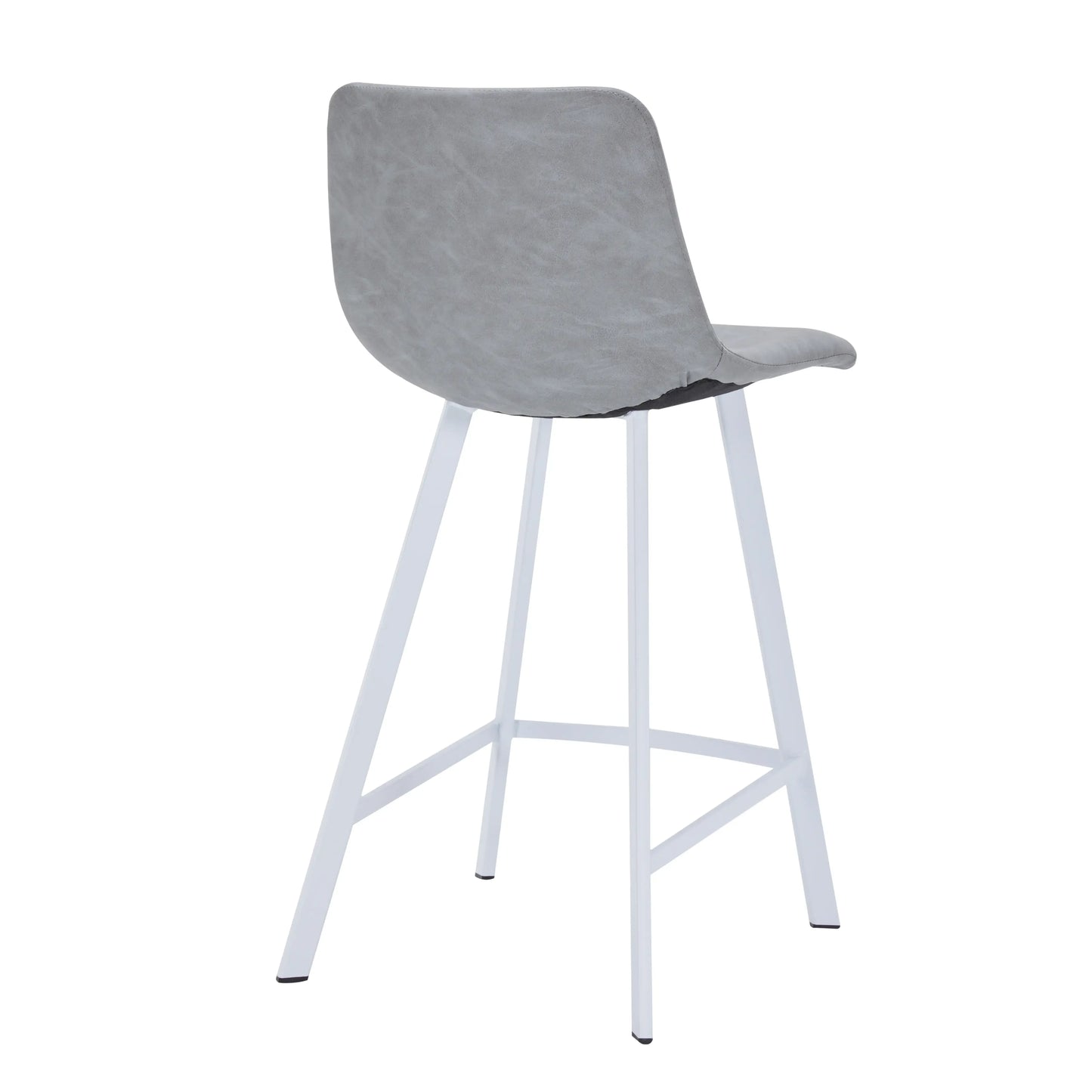 Elland Counter Stool in Leather Padded Seat in White Stainless Steel Set of 2 - Elax Furniture