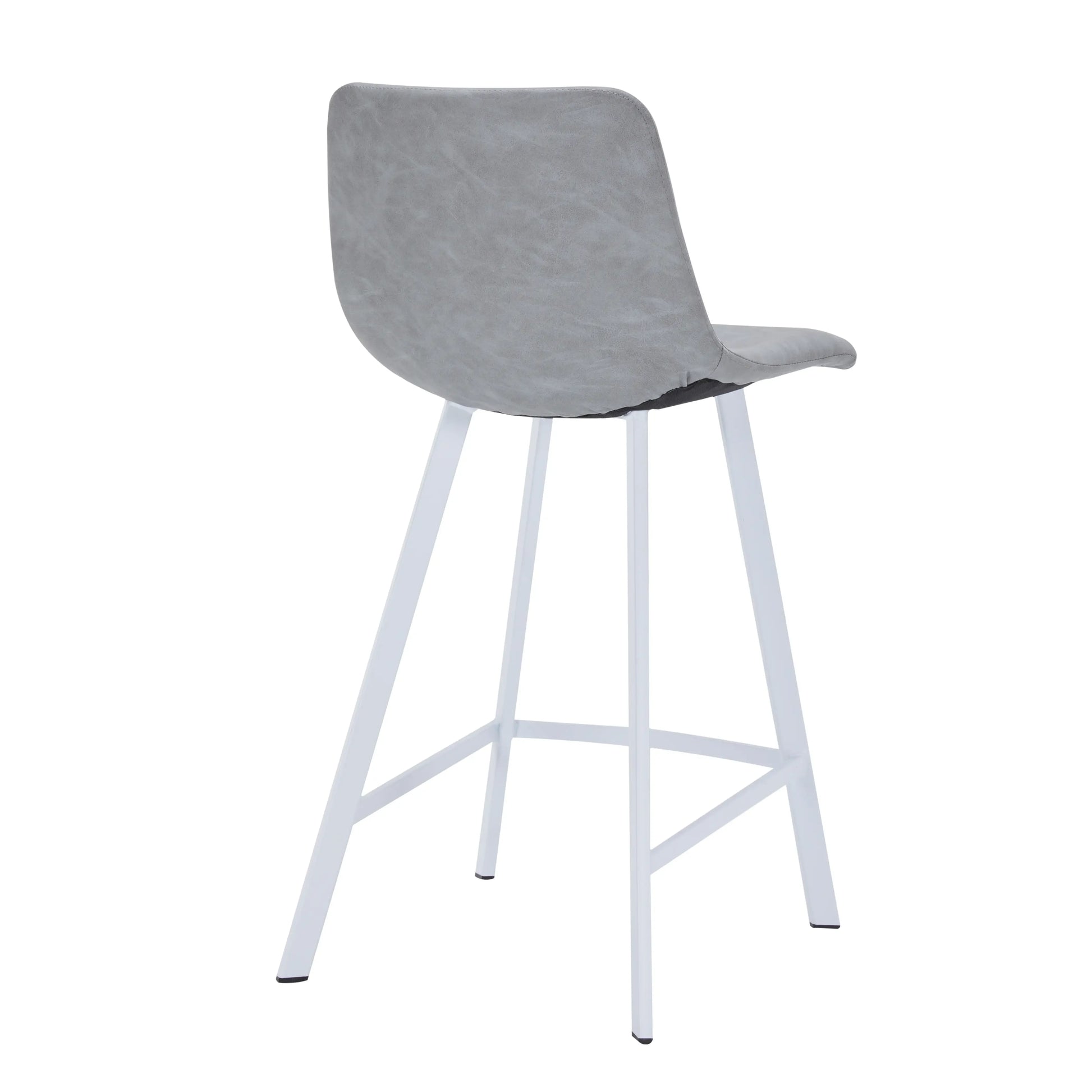 Elland Counter Stool in Leather Padded Seat in White Stainless Steel Set of 2 - Elax Furniture