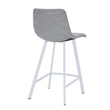 Elland Counter Stool in Leather Padded Seat in White Stainless Steel Set of 2 - Elax Furniture