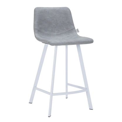 Elland 35” Counter Stool in Leather Padded Seat in White Stainless Steel - Elax Furniture