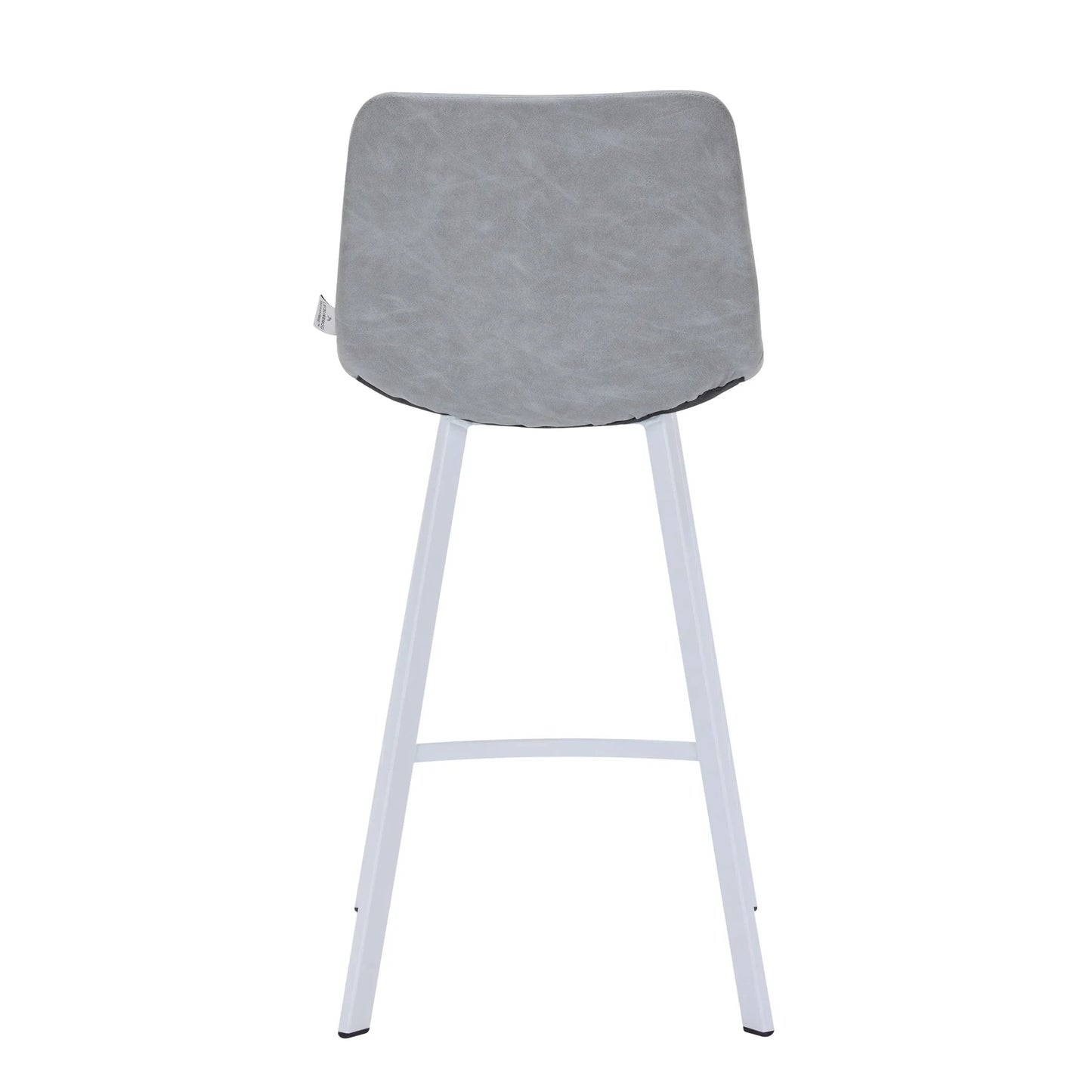 Elland 35” Counter Stool in Leather Padded Seat in White Stainless Steel - Elax Furniture