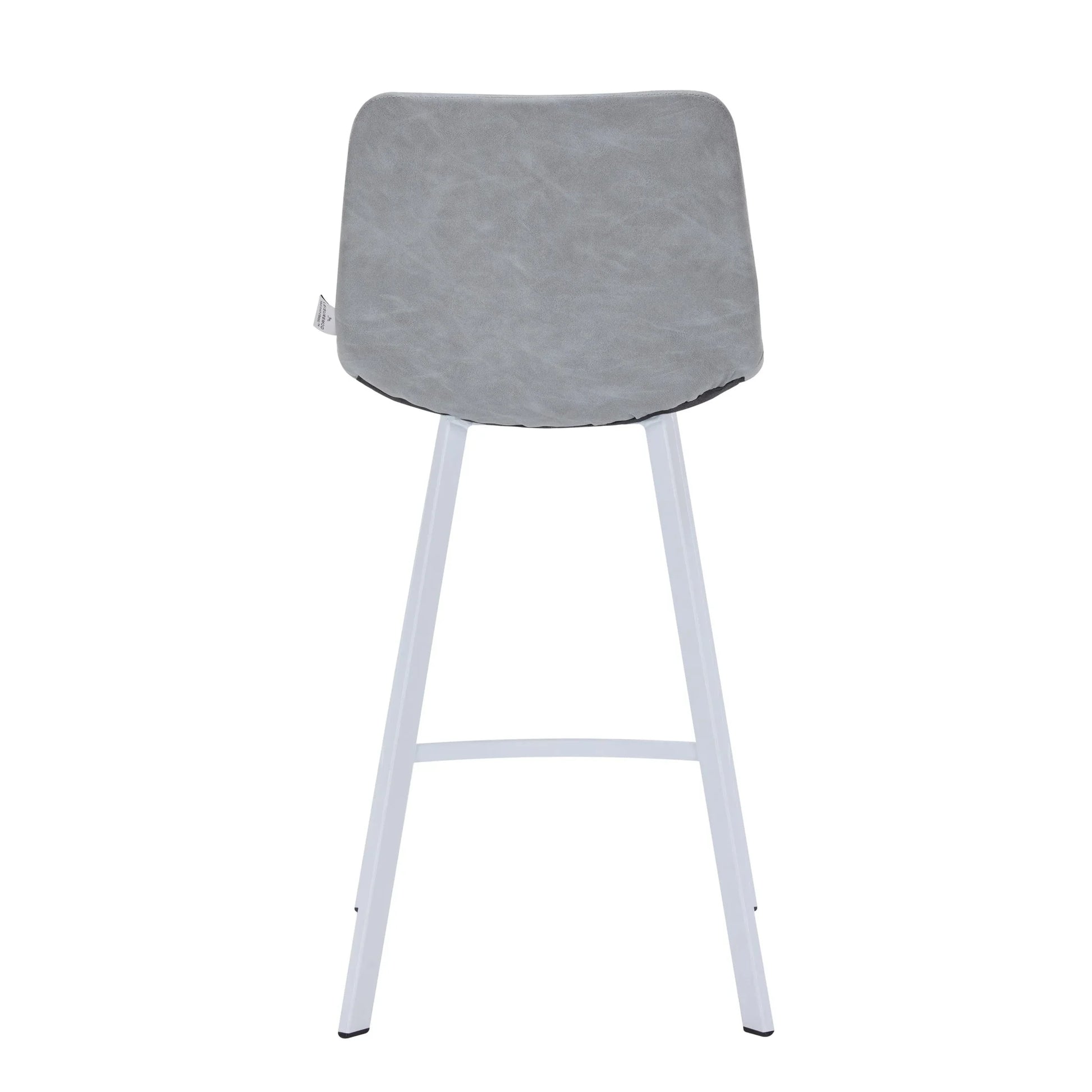 Elland 35” Counter Stool in Leather Padded Seat in White Stainless Steel - Elax Furniture