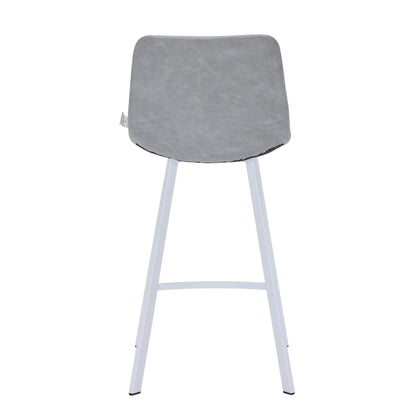 Elland 35” Counter Stool in Leather Padded Seat in White Stainless Steel - Elax Furniture
