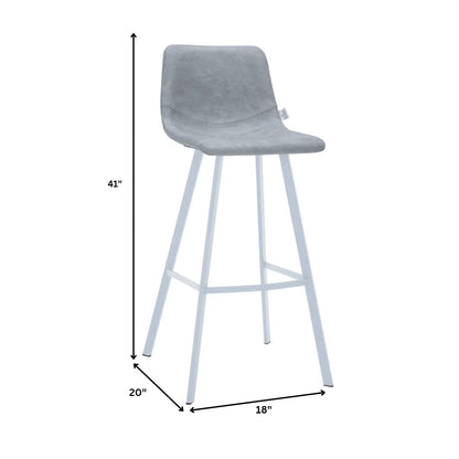 Elland 35” Counter Stool in Leather Padded Seat in White Stainless Steel - Elax Furniture