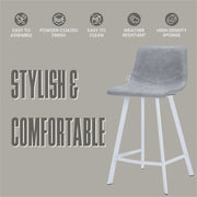 Elland 35” Counter Stool in Leather Padded Seat in White Stainless Steel - Elax Furniture