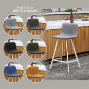 Elland 35” Counter Stool in Leather Padded Seat in White Stainless Steel - Elax Furniture