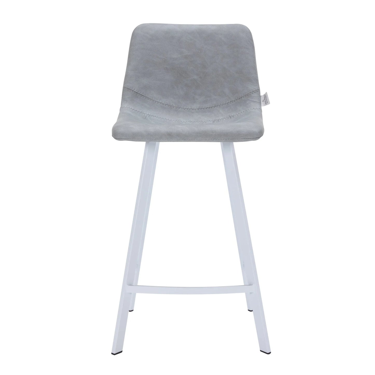 Elland 35” Counter Stool in Leather Padded Seat in White Stainless Steel - Elax Furniture