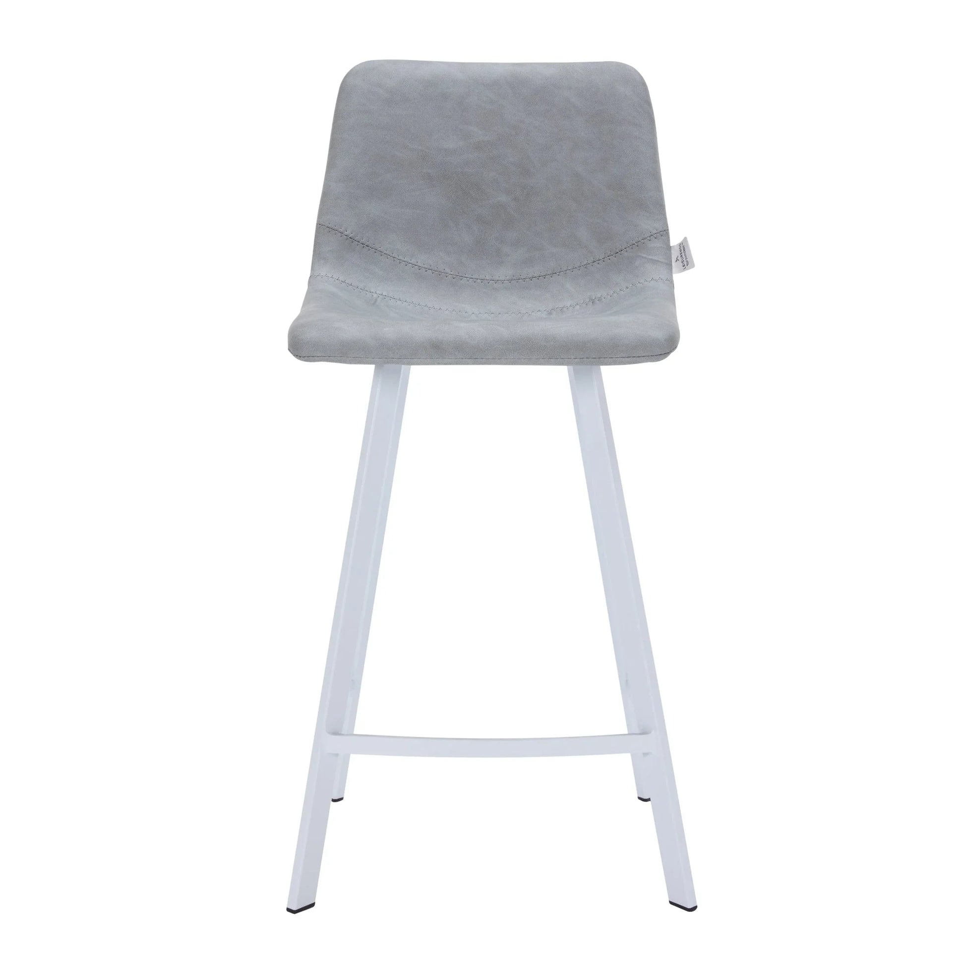 Elland 35” Counter Stool in Leather Padded Seat in White Stainless Steel - Elax Furniture