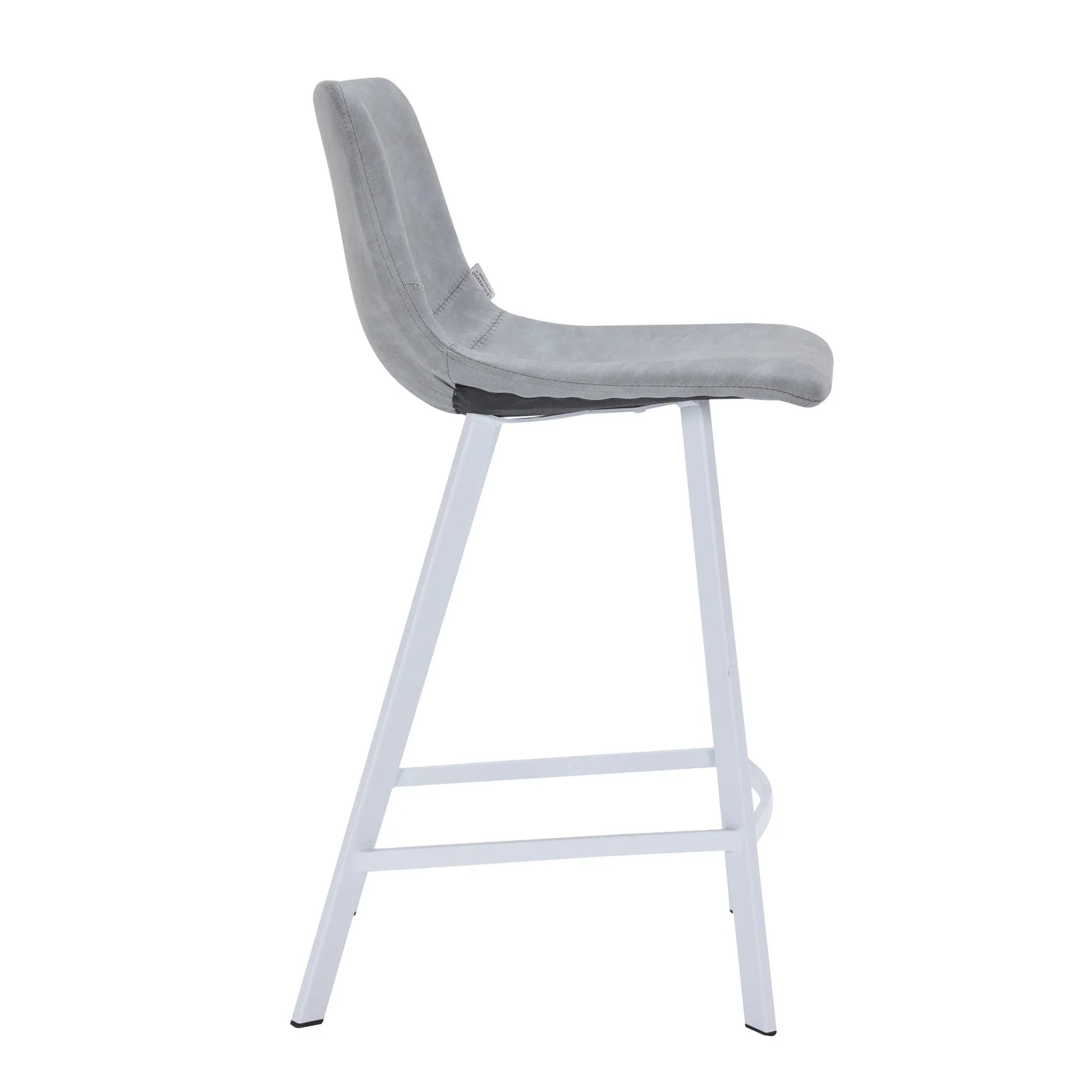 Elland 35” Counter Stool in Leather Padded Seat in White Stainless Steel - Elax Furniture