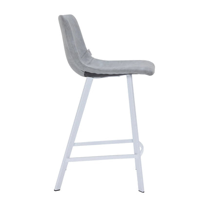 Elland 35” Counter Stool in Leather Padded Seat in White Stainless Steel - Elax Furniture