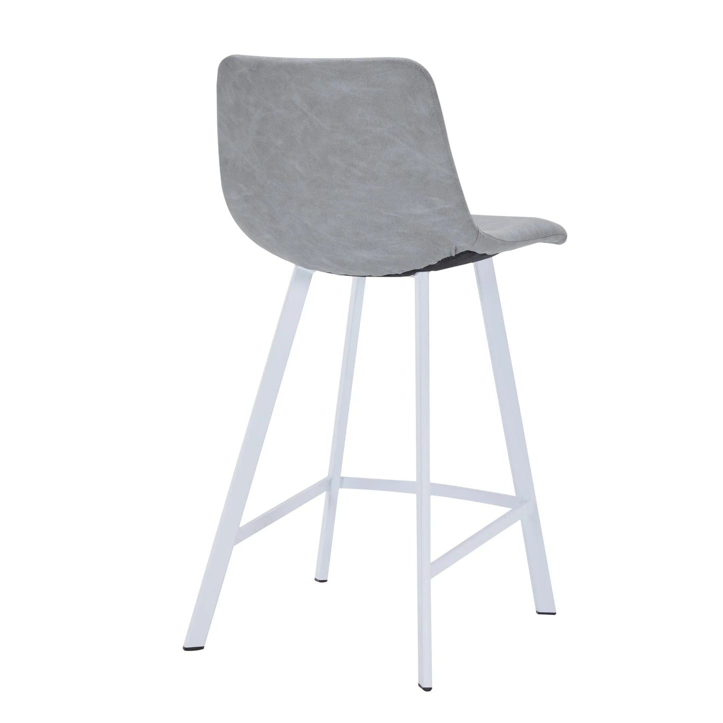 Elland 35” Counter Stool in Leather Padded Seat in White Stainless Steel - Elax Furniture