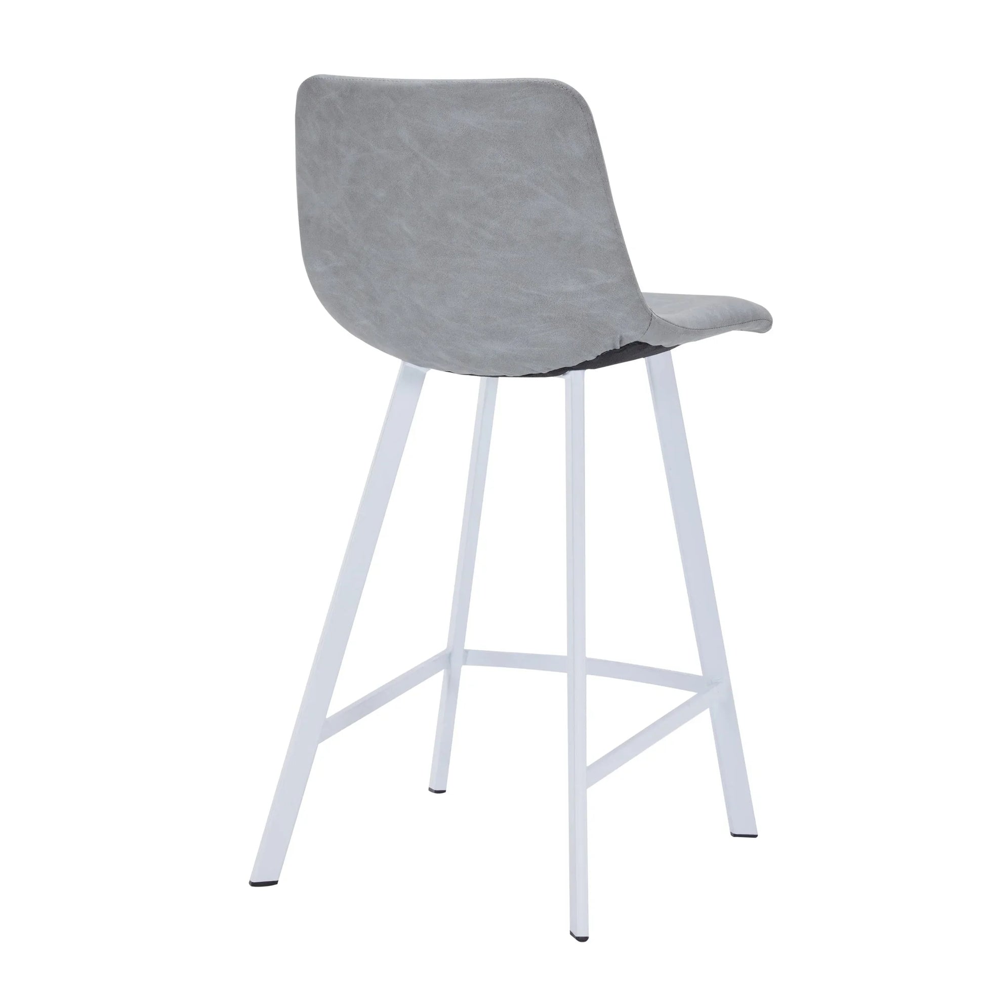 Elland 35” Counter Stool in Leather Padded Seat in White Stainless Steel - Elax Furniture