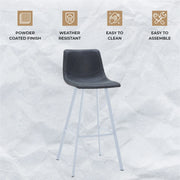 Elland 41" Leather Counter Height Barstool with Stainless Steel Legs and Footrest - Elax Furniture