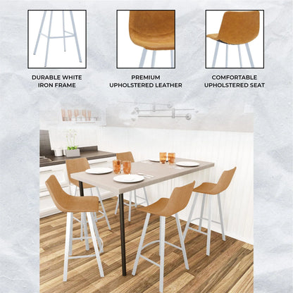 Elland 41" Leather Counter Height Barstool with Stainless Steel Legs and Footrest - Elax Furniture