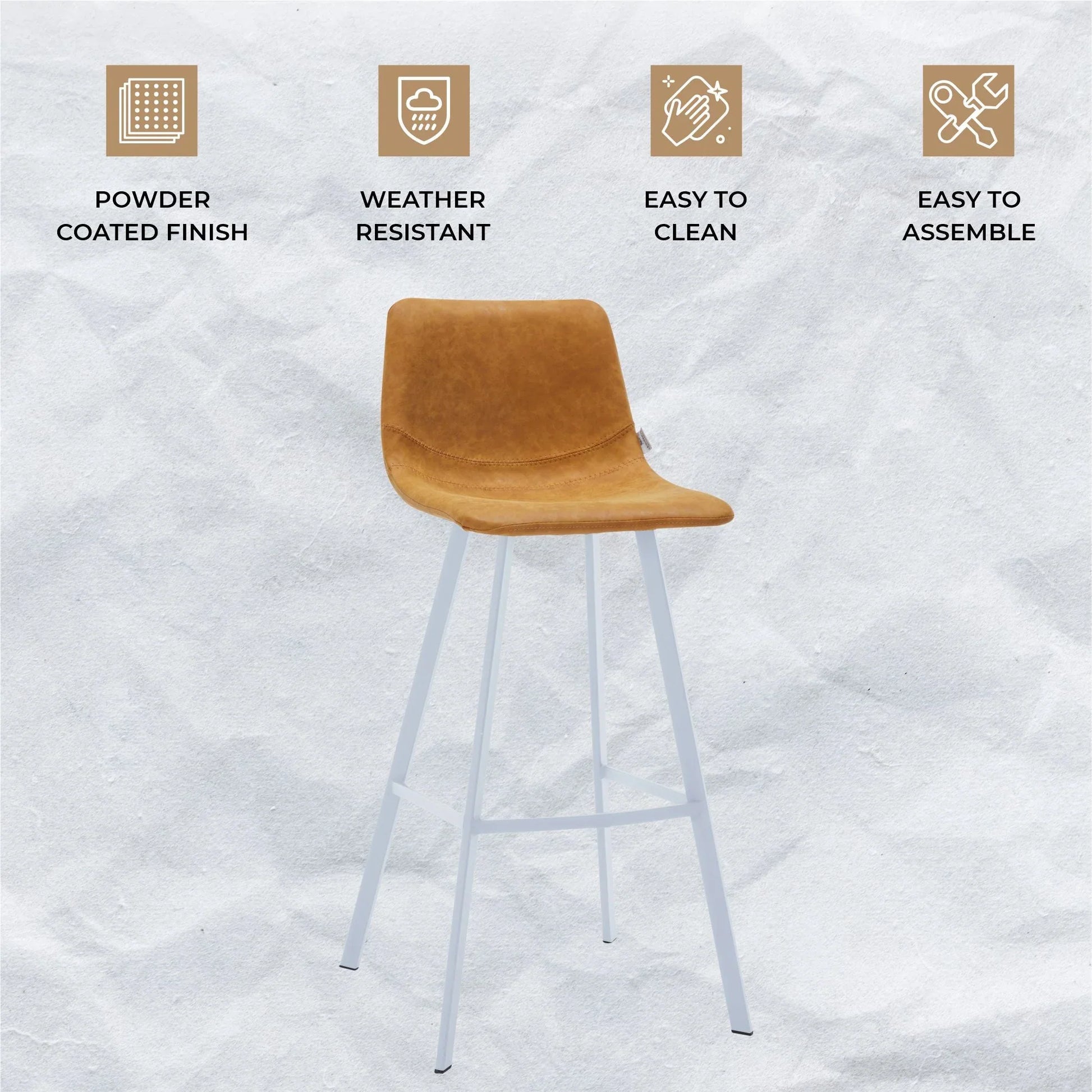 Elland 41" Leather Counter Height Barstool with Stainless Steel Legs and Footrest - Elax Furniture