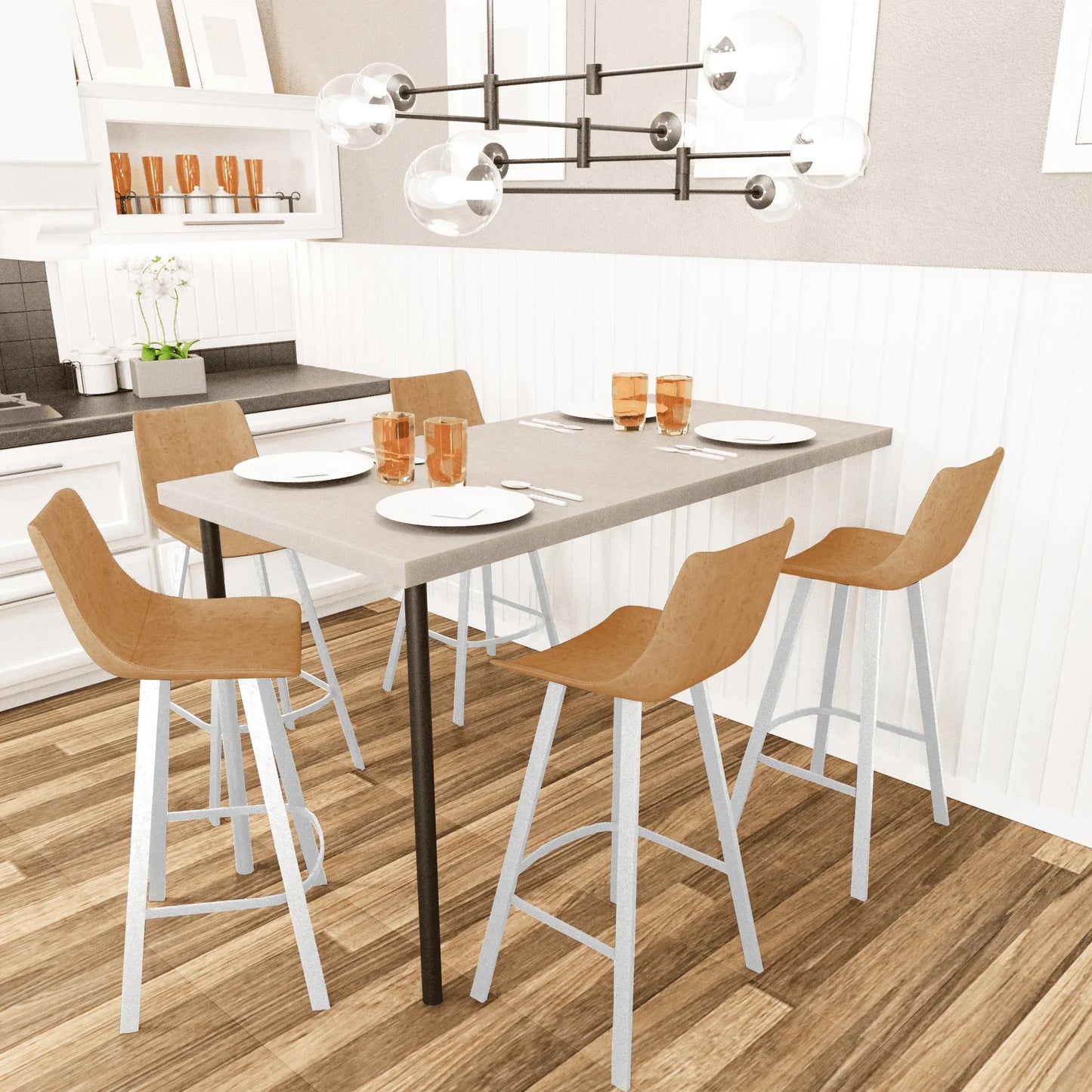 Elland 41" Leather Counter Height Barstool with Stainless Steel Legs and Footrest - Elax Furniture