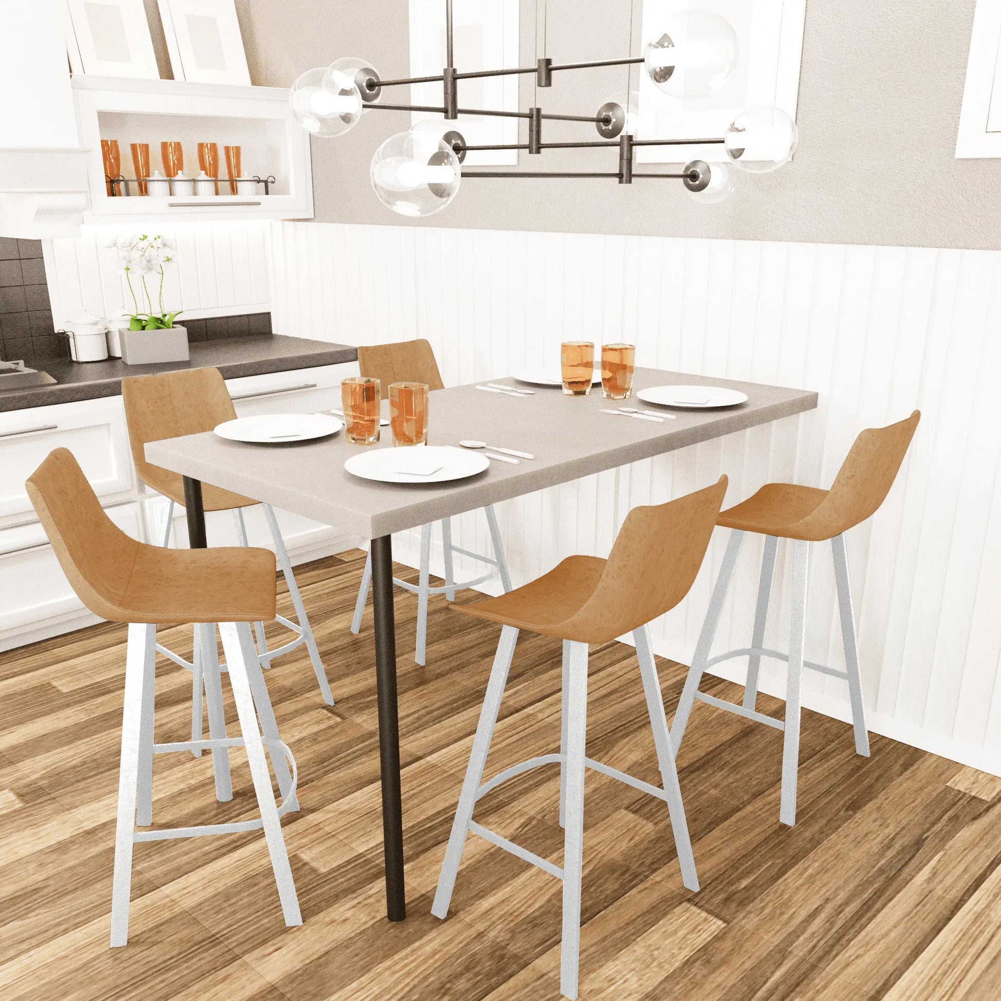 Elland 41" Leather Counter Height Barstool with Stainless Steel Legs and Footrest - Elax Furniture