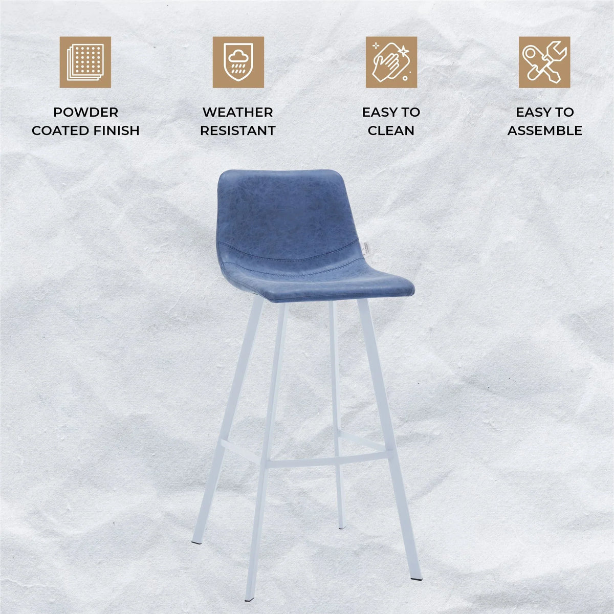 Elland 41" Leather Counter Height Barstool with Stainless Steel Legs and Footrest - Elax Furniture