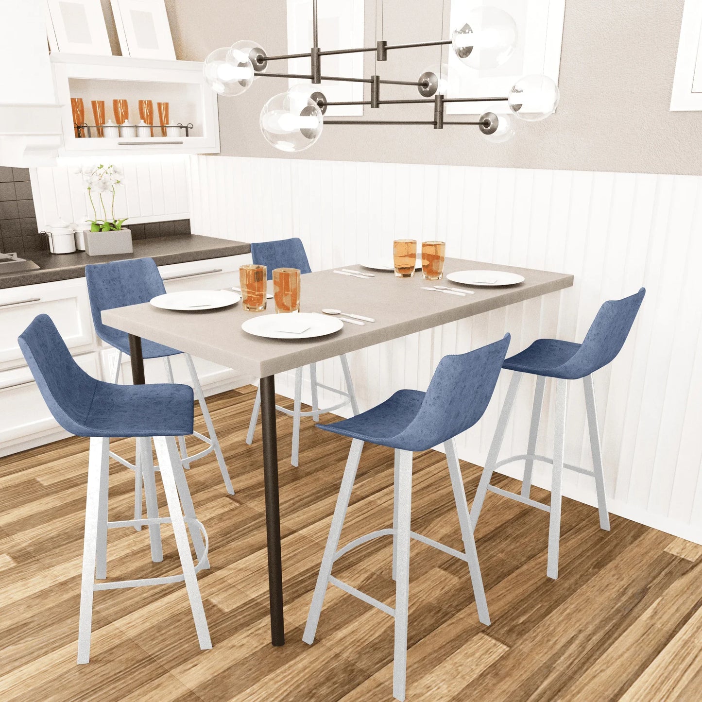 Elland 41" Leather Counter Height Barstool with Stainless Steel Legs and Footrest - Elax Furniture