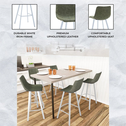 Elland 41" Leather Counter Height Barstool with Stainless Steel Legs and Footrest - Elax Furniture