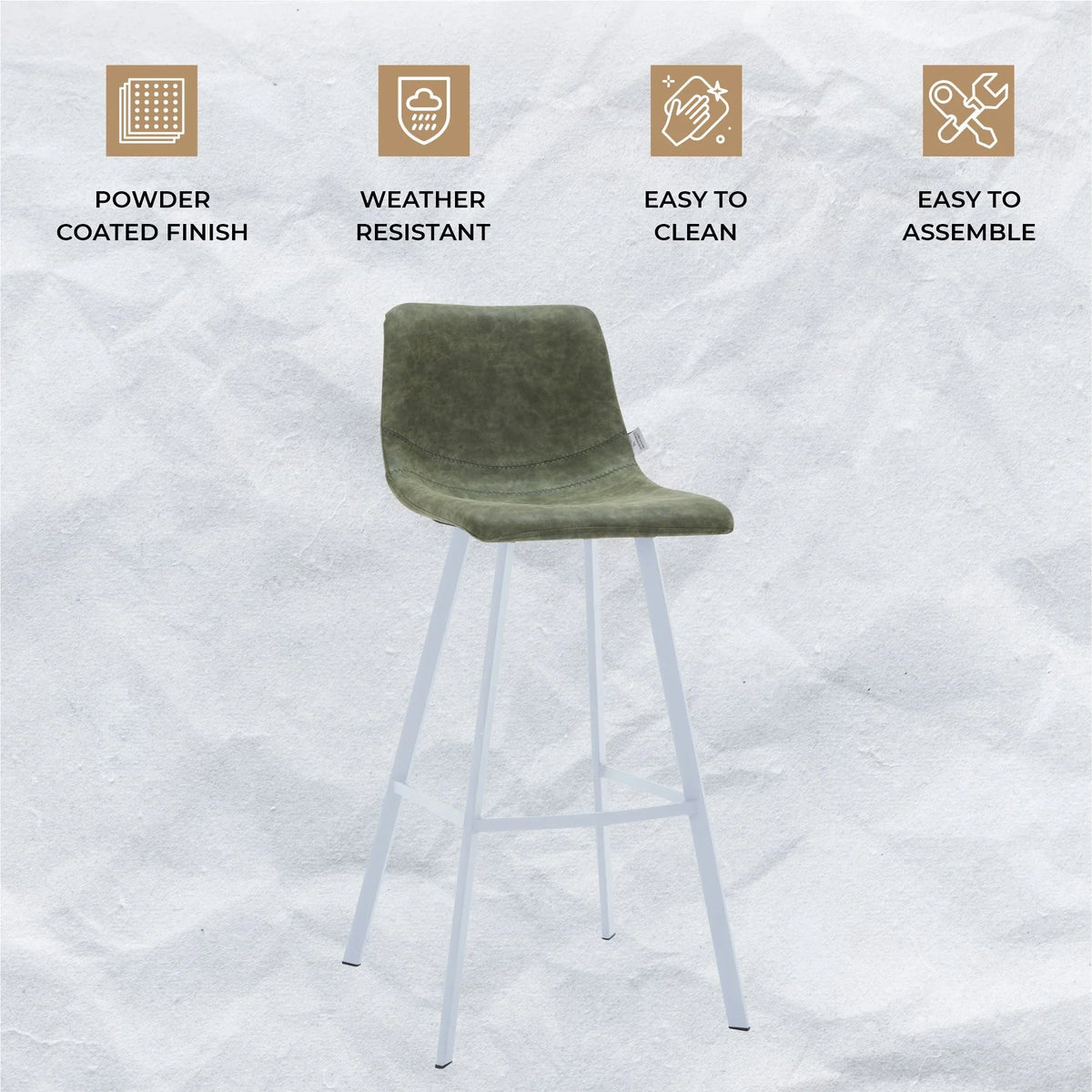 Elland 41" Leather Counter Height Barstool with Stainless Steel Legs and Footrest - Elax Furniture