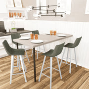 Elland 41" Leather Counter Height Barstool with Stainless Steel Legs and Footrest - Elax Furniture