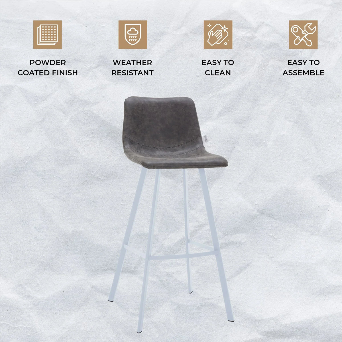 Elland 41" Leather Counter Height Barstool with Stainless Steel Legs and Footrest - Elax Furniture