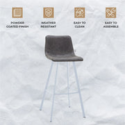 Elland 41" Leather Counter Height Barstool with Stainless Steel Legs and Footrest - Elax Furniture