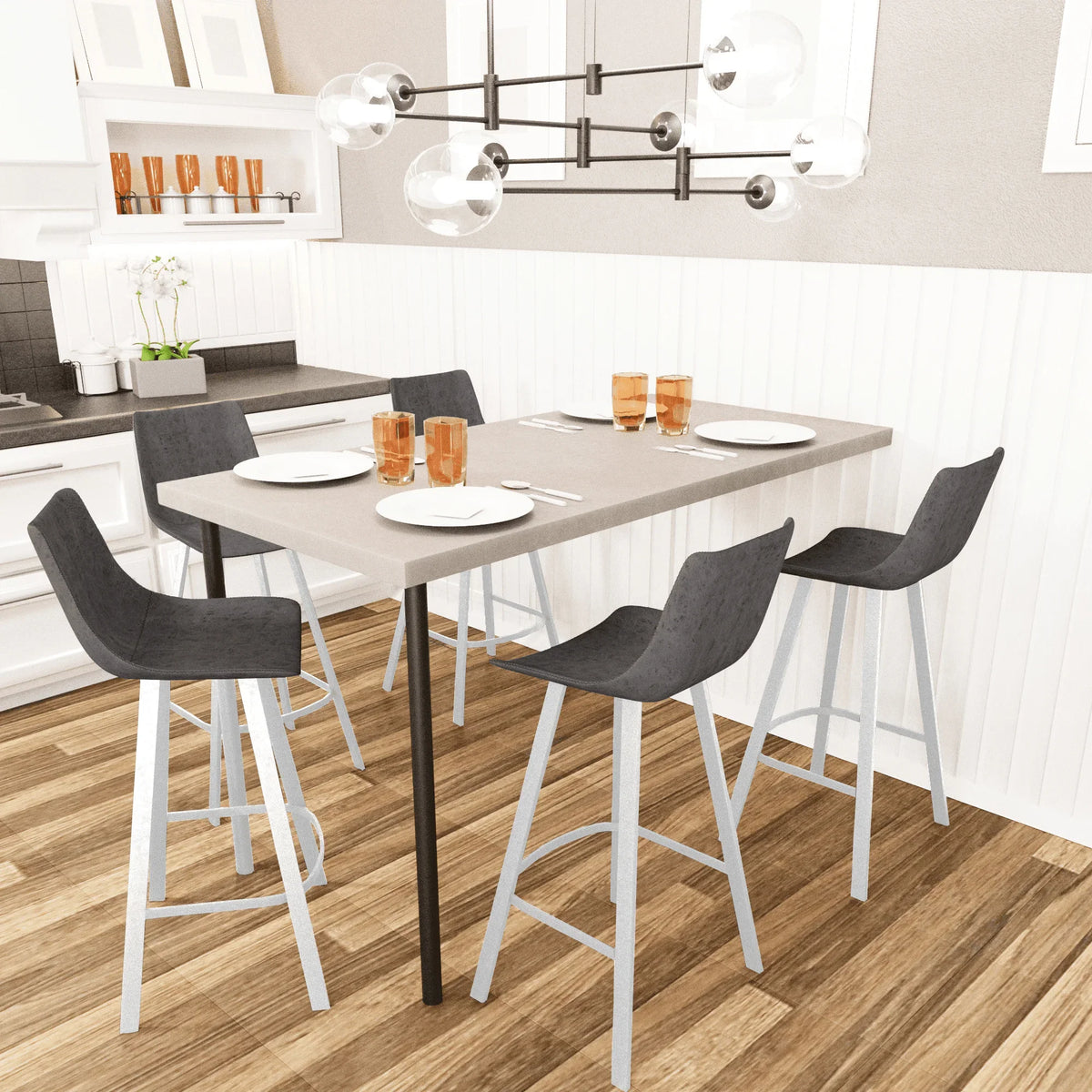 Elland 41" Leather Counter Height Barstool with Stainless Steel Legs and Footrest - Elax Furniture