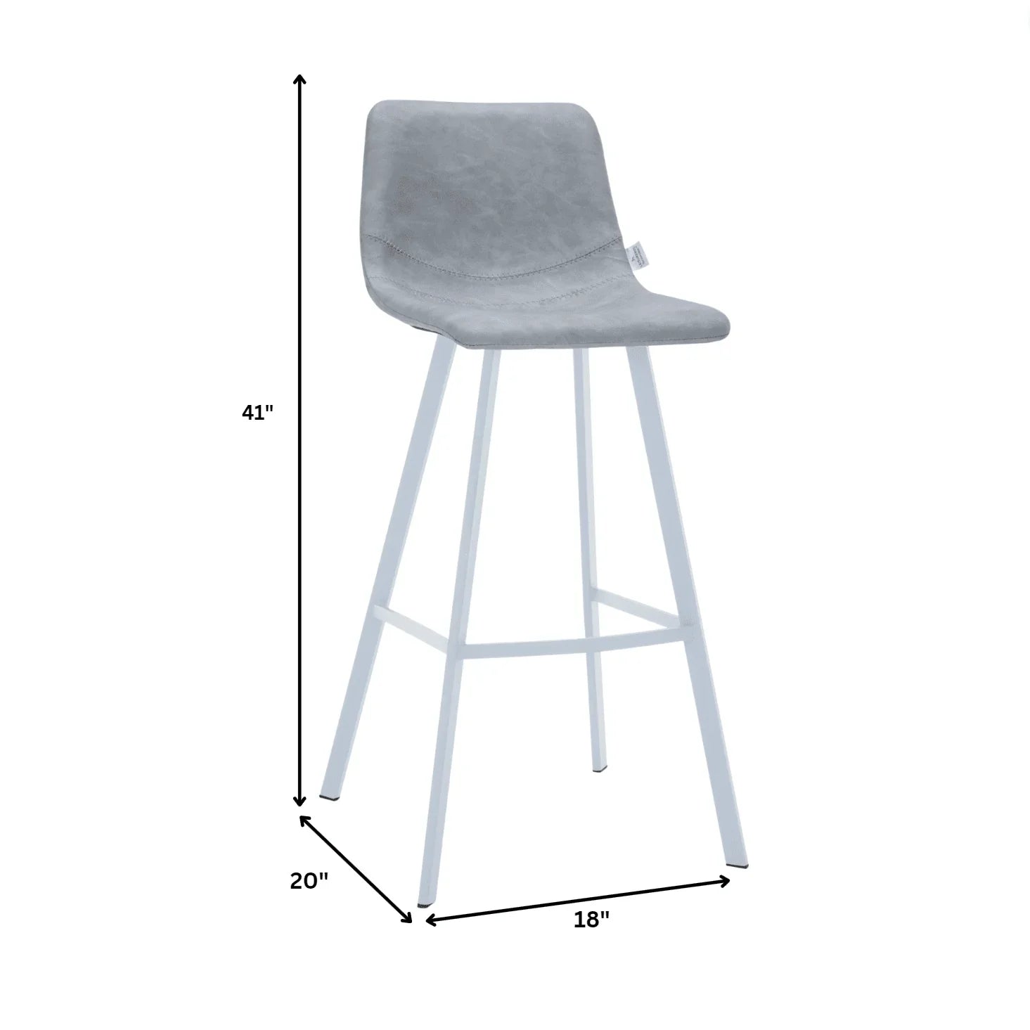 Elland 41" Leather Counter Height Barstool with Stainless Steel Legs and Footrest - Elax Furniture