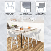Elland 41" Leather Counter Height Barstool with Stainless Steel Legs and Footrest - Elax Furniture