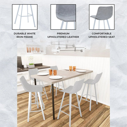 Elland 41" Leather Counter Height Barstool with Stainless Steel Legs and Footrest - Elax Furniture