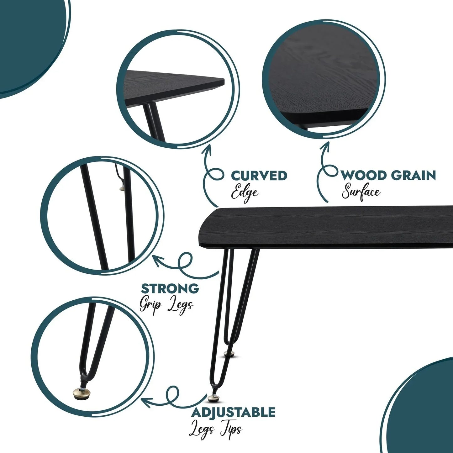 Elmwood Rectangular Coffee Table with Ash Wood Tabletop in Iron - Elax Furniture