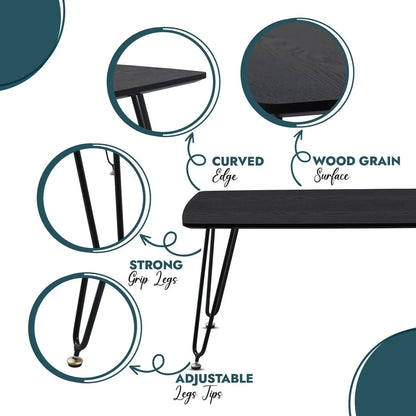 Elmwood Rectangular Coffee Table with Ash Wood Tabletop in Iron - Elax Furniture