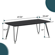 Elmwood Rectangular Coffee Table with Ash Wood Tabletop in Iron - Elax Furniture