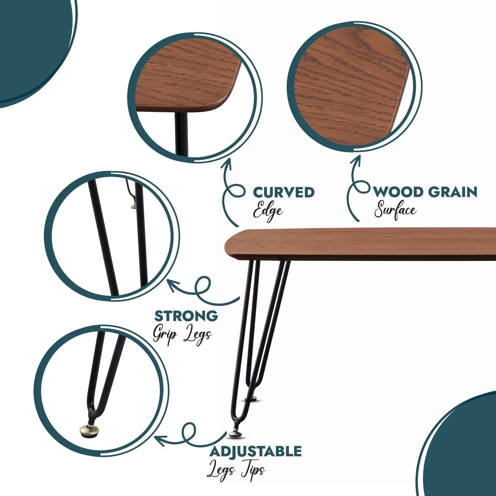 Elmwood Rectangular Coffee Table with Ash Wood Tabletop in Iron - Elax Furniture