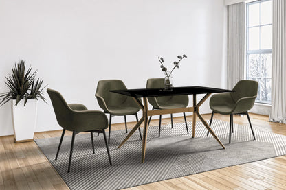 Elega Rectangular Dining Table with Sintered Stone or Glass Rectangular Top and Stainless Steel Base - Elax Furniture